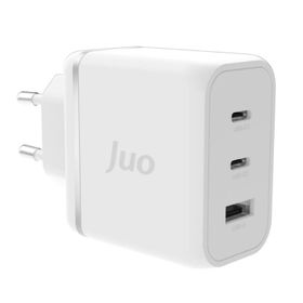Juo 65W USB-C + USB-A 3 Portlu GaN iPhone ve Macbook ve Notebook Uyumlu PD Type-C Beyaz Hızlı Şarj Cihazı