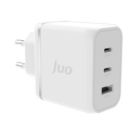 Juo 65W USB-C + USB-A 3 Portlu GaN iPhone ve Macbook ve Notebook Uyumlu PD Type-C Beyaz Hızlı Şarj Cihazı
