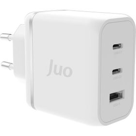 Juo 65W USB-C + USB-A 3 Portlu GaN iPhone ve Macbook ve Notebook Uyumlu PD Type-C Beyaz Hızlı Şarj Cihazı