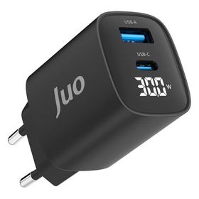 Juo GAN 30W Led Ekranlı Type-C ve USB-A Android iPhone Uyumlu Hızlı Şarj Cihazı