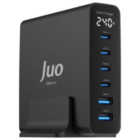 Juo GAN PD 3.1 240W Masaüstü Hızlı Şarj Cihazı 4 Type-C ve 2 USB-A iPhone Macbook Laptop Uyumlu Şarj Aleti