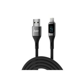 Juo iPhone iPad 12W 1 mt Dijital Led Ekranlı USB-A to Lightning Örgülü Hızlı Şarj ve Data Kablosu