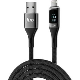 Juo iPhone iPad 12W 2 mt Dijital Led Ekranlı USB-A to Lightning Örgülü Hızlı Şarj ve Data Kablosu