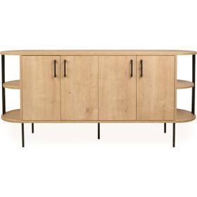 Just Home Federico Safir Meşe 160 cm 4 Kapaklı Raflı Konsol