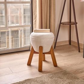 Just Home Retro 48x33x33 cm Krem Mantar Puf