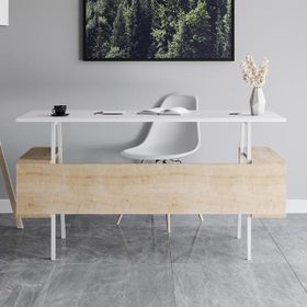 Just Home Tori 140 cm Safir Meşe Beyaz Çalışma Masası
