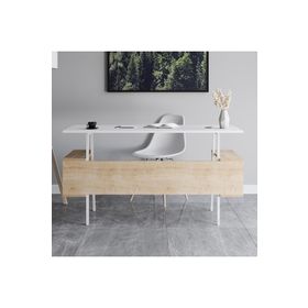 Just Home Tori 140 cm Safir Meşe Beyaz Çalışma Masası