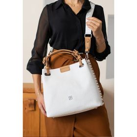 Just Polo 4031 Beyaz Taba Kadın Omuz Çantası