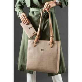 Just Polo AS4067 Kum Camel Kadın Omuz Çantası Cüzdan Kombini