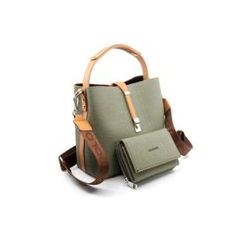 Just Polo MH4002MH Yeşil Orta Boy 3 Bölmeli Kadın Omuz Çantası ve Cüzdanı Kombin