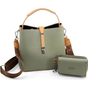 Just Polo MH4002MH Yeşil Orta Boy 3 Bölmeli Kadın Omuz Çantası ve Cüzdanı Kombin
