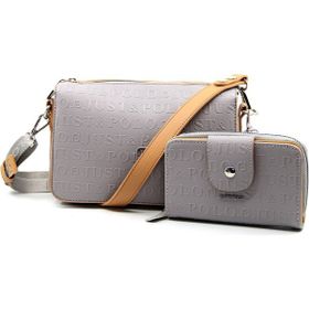 Just Polo PBU4036-1005 Gri Kadın Omuz Çantası Cüzdan Kombini
