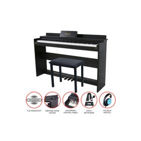Jwin Siyah Sapphire SDP-140BK 88 Tuşlu Kapaklı Çekiç Aksiyonlu Dijital Piyano