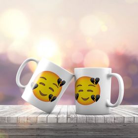 K-147 Kalbi Kırık Gülen Emoji Baskılı Hediyelik Kupa Bardak