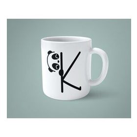 K Harfi Panda Alfabe Baskılı Kupa