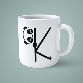 K Harfi Panda Alfabe Baskılı Kupa