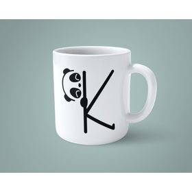 K Harfi Panda Alfabe Baskılı Kupa