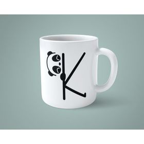 K Harfi Panda Alfabe Baskılı Kupa