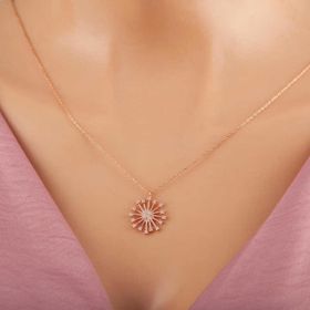 Kadın Gümüş Rose Çiçek Kolye