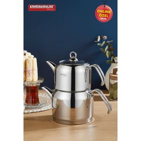 Kahramanlar 4 Parça Delux Orta Boy Platin Çaydanlık Takımı
