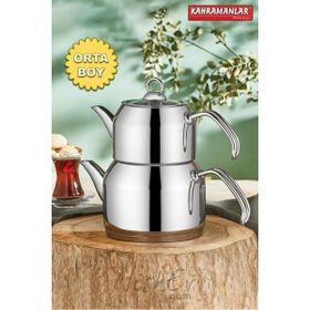Kahramanlar 4 Parça Delux Orta Boy Platin Çaydanlık Takımı