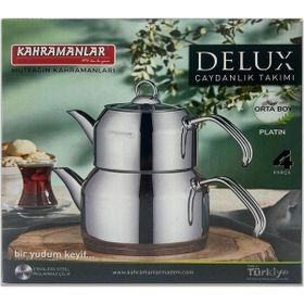 Kahramanlar 4 Parça Delux Orta Boy Platin Çaydanlık Takımı