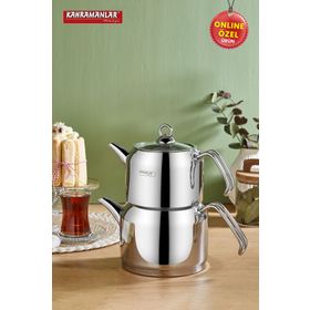 Kahramanlar 4 Parça Delux Orta Boy Platin Çaydanlık Takımı