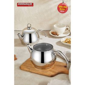 Kahramanlar Alize Orta Boy Indüksiyon Tabanlı Altın Çelik 2 - 2.99 lt Çaydanlık Takımı