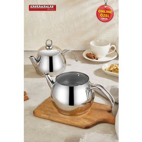 Kahramanlar Alize Orta Boy Indüksiyon Tabanlı Altın Çelik 2 - 2.99 lt Çaydanlık Takımı