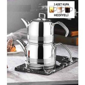 Kahramanlar Küçük Boy Çaydanlık Takımı + 3 Adet Cam Kupa