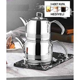 Kahramanlar Küçük Boy Çaydanlık Takımı + 3 Adet Cam Kupa