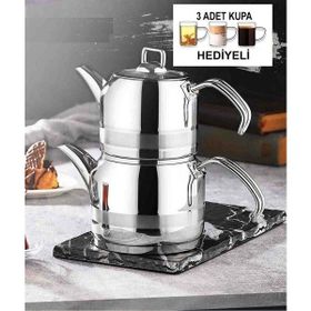 Kahramanlar Küçük Boy Çaydanlık Takımı + 3 Adet Cam Kupa