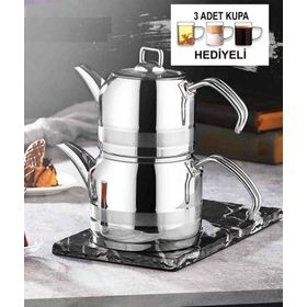Kahramanlar Küçük Boy Çaydanlık Takımı + 3 Adet Cam Kupa