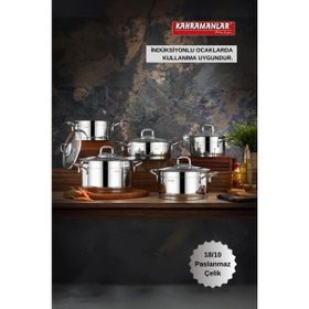 Kahramanlar Sırma Paslanmaz Çelik Gümüş Tencere Seti