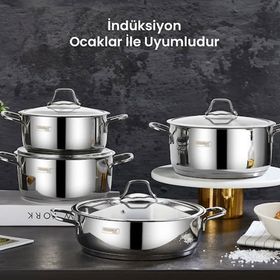 Kahramanlar Yağmur İndüksiyon Tabanlı 8 Parça Tencere Seti