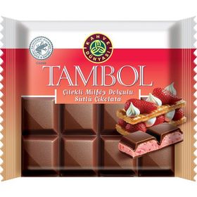Kahve Dünyası Tambol 100 gr Çilekli Milföy Dolgulu Sütlü Çikolata