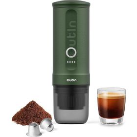 Kahve Yeşil Taşınabilir Elektrikli 3-4 Dakika Kendi Kendine Isıtma Kamp İçin Portatif Espresso Makinesi