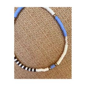 Kahverengi Mavi Krem Boncuk Fimo Kolye