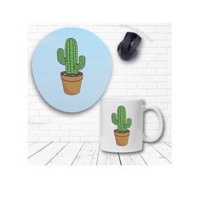 Kaktüs Bilek Destekli Mouse Pad ve Baskılı Kupa