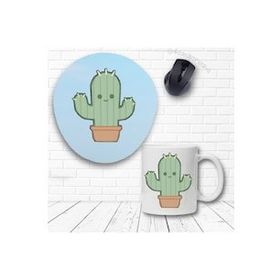 Kaktüs Bilek Destekli Mouse Pad ve Baskılı Kupa