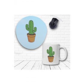 Kaktüs Bilek Destekli Mouse Pad ve Baskılı Kupa