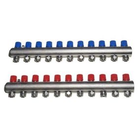Kalde 1" Kırmızı Mavi Kendinden Vanalı Kollektör 11 Ağızlı Set