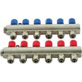 Kalde 1" Kırmızı Mavi Kendinden Vanalı Kollektör 12 Ağızlı Set