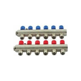 Kalde 1" Kırmızı Mavi Kendinden Vanalı Kollektör 9 Ağızlı Set