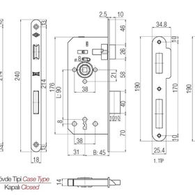 Kale 141R4500023 45 mm Oval Ekstra Gömme Kapı Kilidi