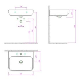 Kale 310200200128 Fold 60 cm Beyaz Tezgah Üstü Lavabo