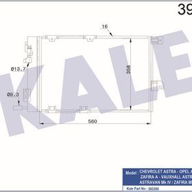 Kale 393300 Astra G Zafıra 1.2 16 V 1.4 16 V 1.6 16 V 1.8 16 V 2.0 16 V Al Al 58 Klima Kondenseri