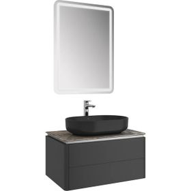 Kale 610100201421 Lotus 80 cm Mat Siyah-Asteroid Banyo Dolabı Takımı