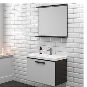 Kale Gris 80 cm Siyah-Gri Banyo Dolabı