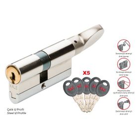 Kale Kilit 164 Cec M Mandallı Topuzlu 40+10+40 90 mm Kilit Göbeği